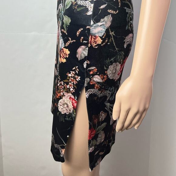 Don't Ask Why X American Eagle Floral Print 90s Style Velvet Bodycon Dress - Picture 7 of 12